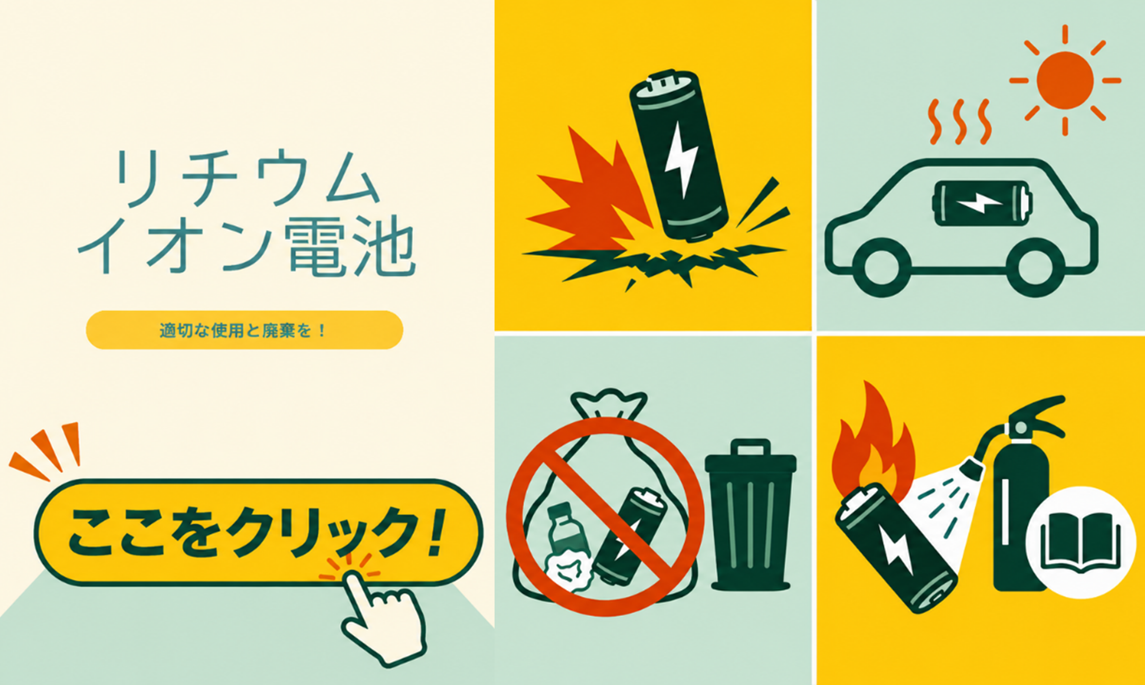 リチウムイオン電池の適切な使用と廃棄を！